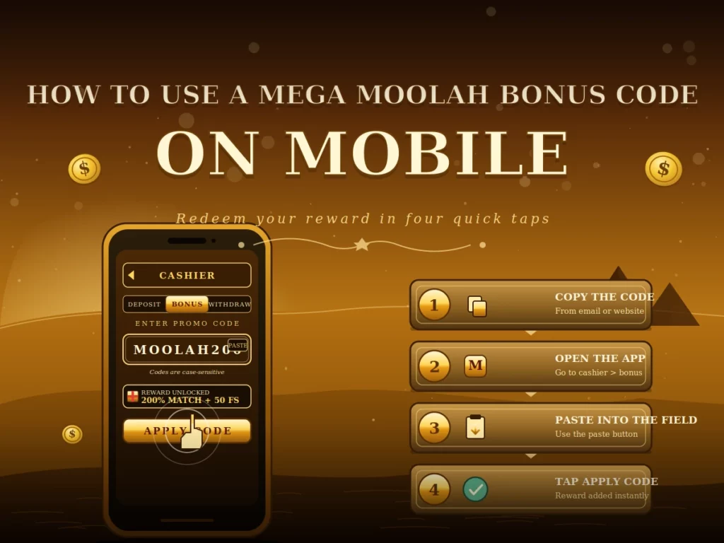 How to Use a Mega Moolah Bonus Code on Mobile